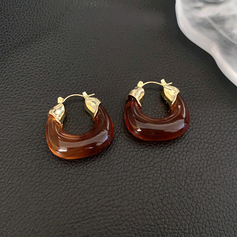 银针美拉德风咖色爱心豆豆耳环复古设计感耳钉轻奢高级感耳饰批发