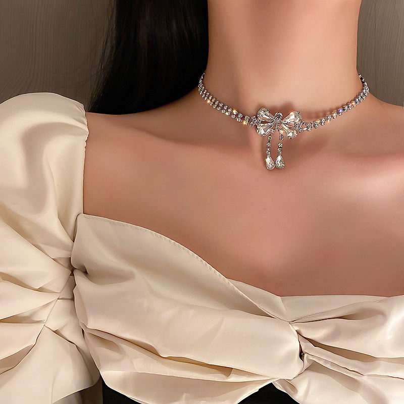 Diamond  jewelry Oval necklace Fashion high touch collarbone chain niche design high-cold-wind styl  necklaces