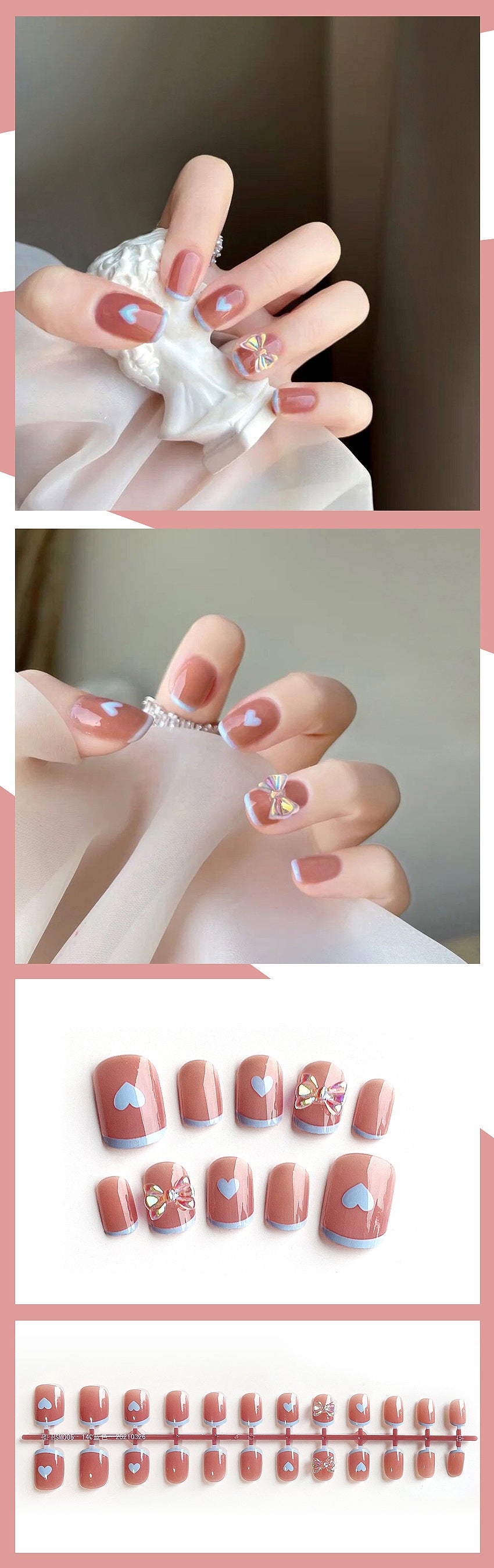 Fashion  nail Wear Armor Nail Stickers Nail Patch Fake Nails Detachable Bow Nail Tip Nail Sticker X8