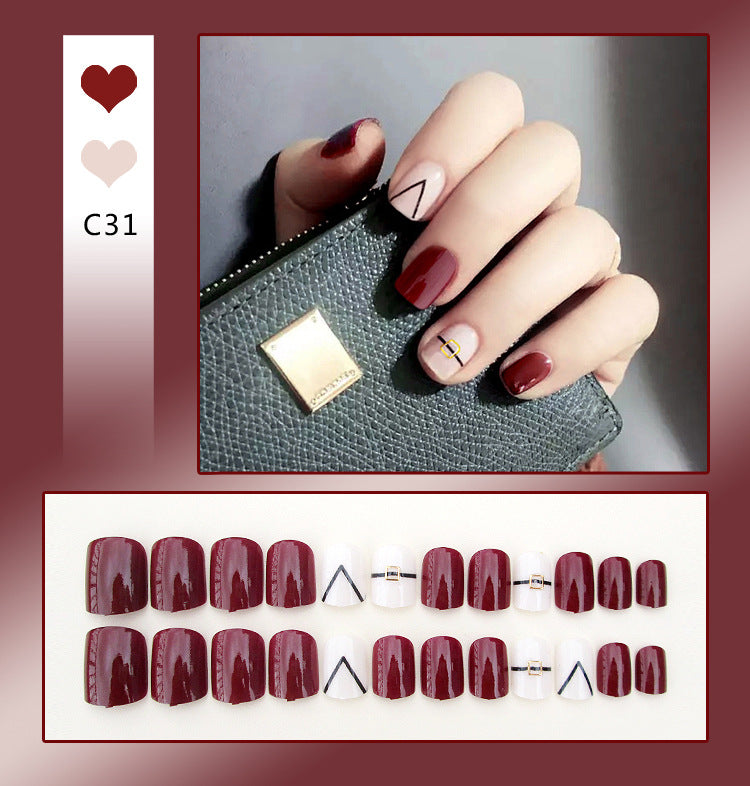 Fashion  nail Tina Wear Fake Nails Manicure Bridal Patch 24 Pieces Fake Nails Waterproof Nail Shaped Piece Collection