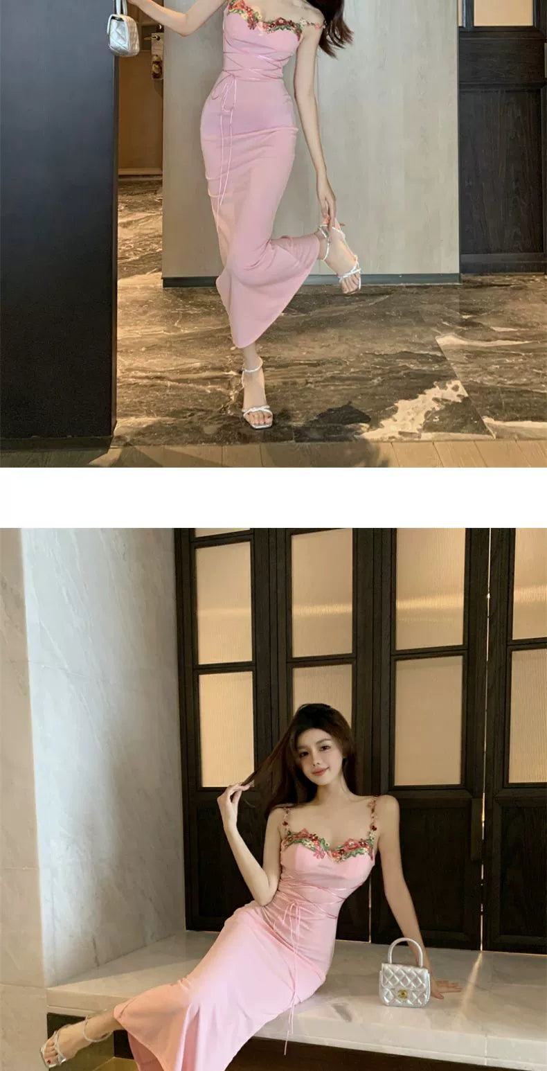 Fashion women's wear Sexy French Style Fishtail Hip Spaghetti Straps Dress Women's Early Spring High-Grade Super Beautiful Style Battle Gown