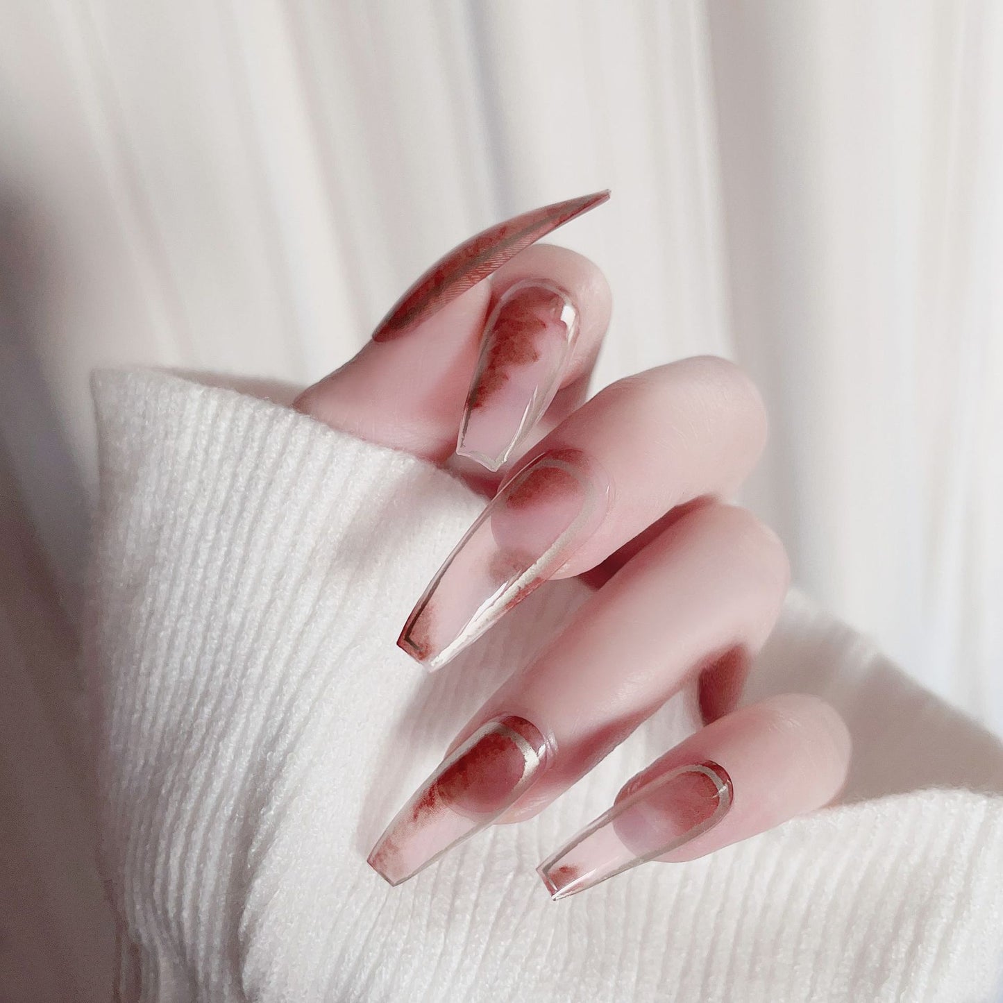 Fashion  nail European and American Pure Want to Wear Manicure Rendering French Fake Nail Patch Detachable Wear Nail Wholesale Manicure X91