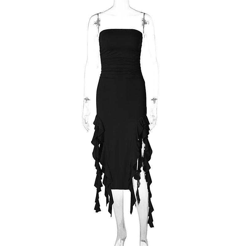Free shipping   new fashion sexy personality chest wrapping irregular dress foreign trade wholesale tops