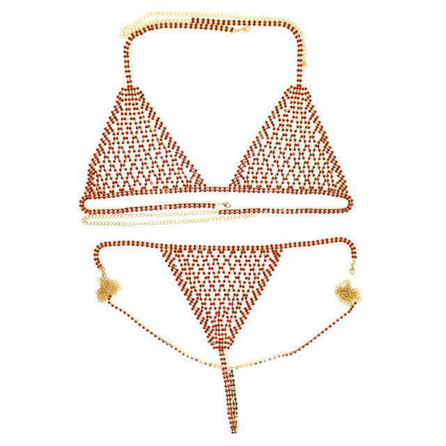 Fashion jewelry Europe and the United States cross-border explosions body chain exaggerated rhinestone bikini chest chain underwear sexy nightclub style body chain