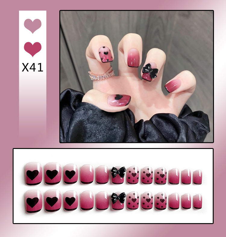 Fashion  nail Handmade Wear Nail Wholesale Internet Hot Diamond in the Debris Butterfly Glitter Nail Tips Finished Product Nail Patch Jelly Glue
