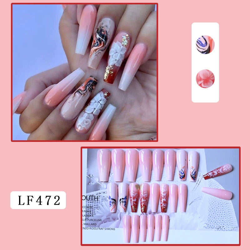 (Hand-made nail)美甲贴片nails穿戴甲长款欧美假指甲美甲贴片穿戴甲甲片成品