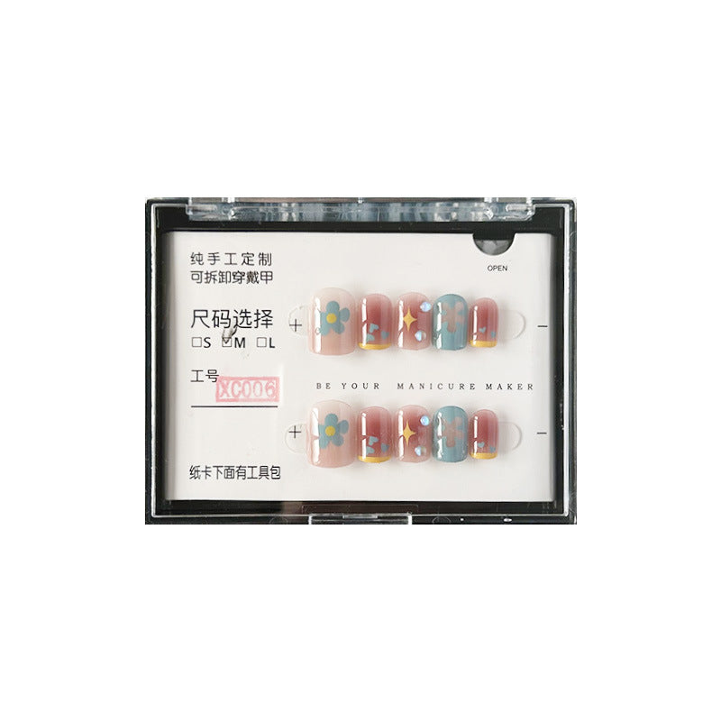 纯手工甲穿戴甲可爱指甲贴片立体美甲片腮红假指甲网红美甲贴成品