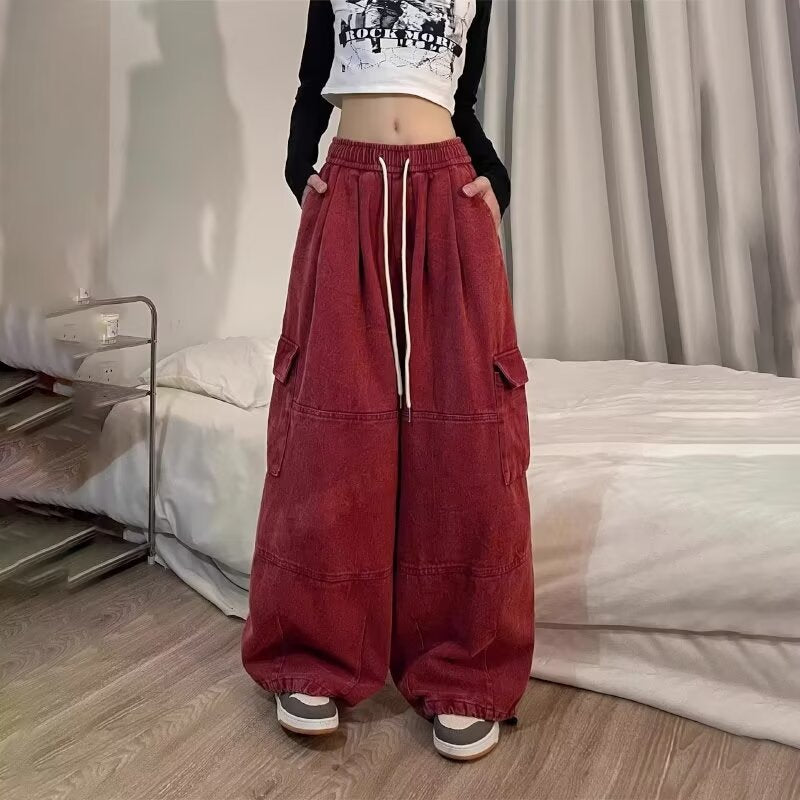 Dopamine pants Free shipping Tattoo 2024 new dopamine thin casual pants niche simple loose straight tied feet hip hop color overalls tide