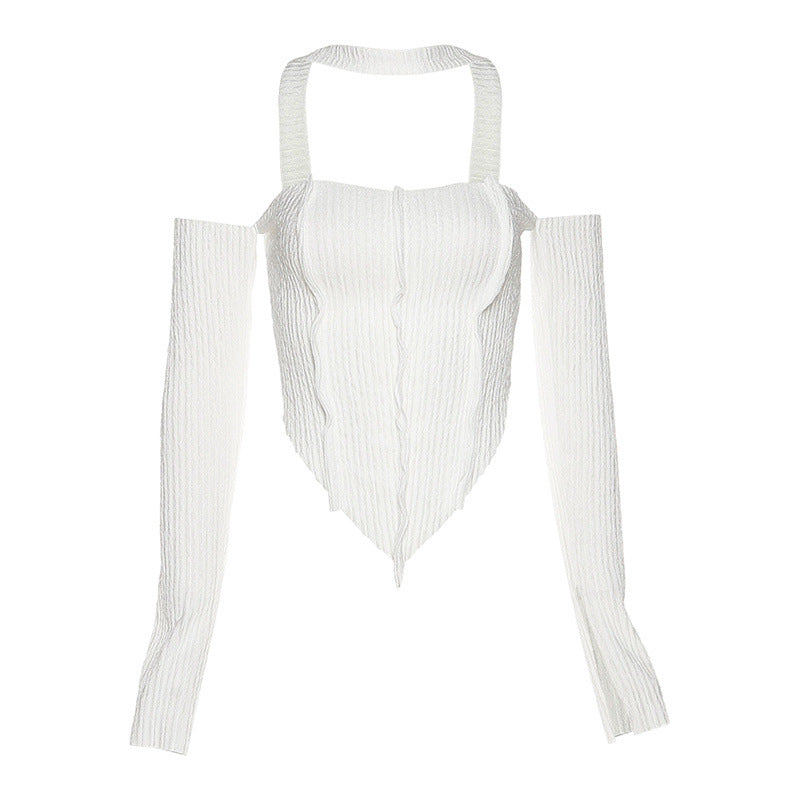 Free shipping  new women's clothing solid color slim-fitting navel fashion irregular neck small vest tops