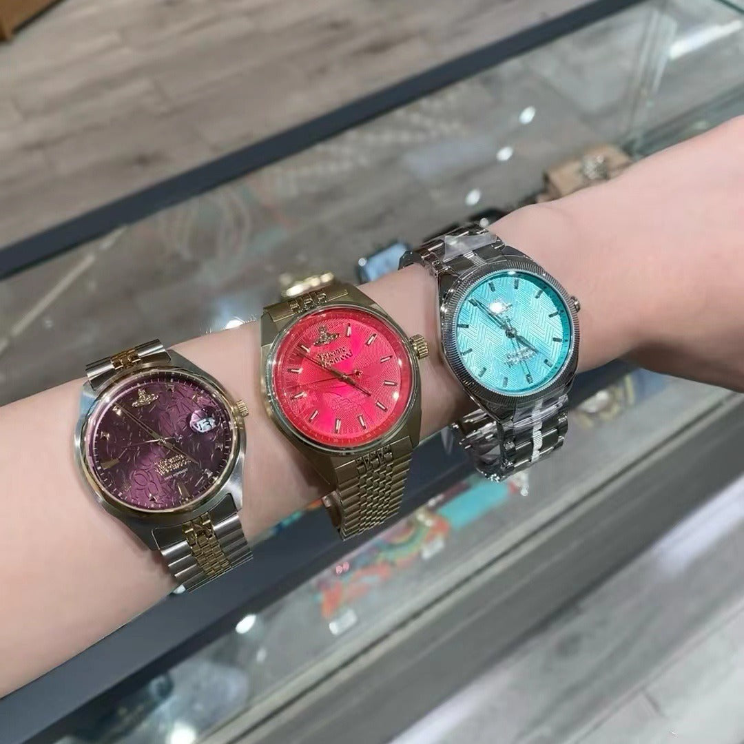 Fashion women's watchOne Piece Dropshipping Weiwei'an Queen Mother Ice Crushing Blue Watch New Dark Plum Purple Women's Watch Pitaya Saturn Small Golden Watch