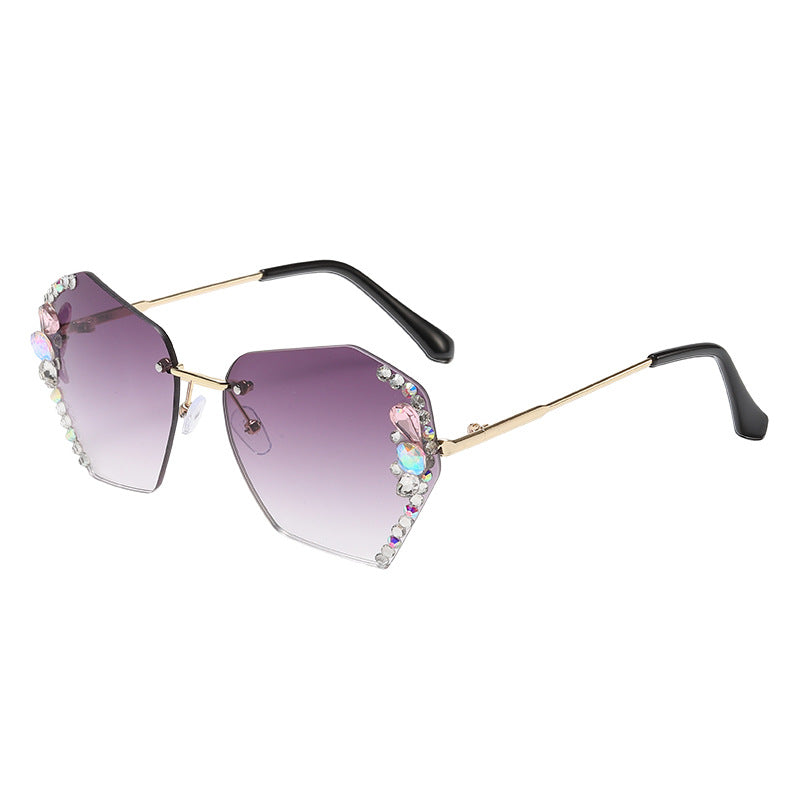 Women's fashion glasses 镶钻墨镜女网红韩版防紫外线太阳镜同款圆脸防晒时尚开车女士眼镜