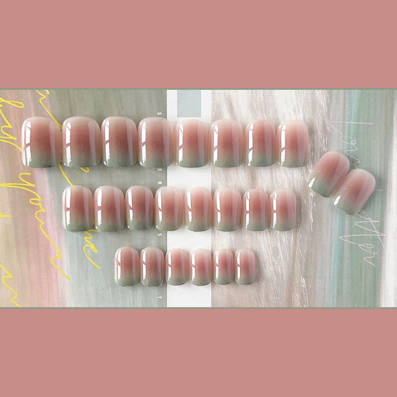 氧气薄荷穿戴甲氛围感指甲贴片腮红美甲片渐变假指甲美甲贴片成品
