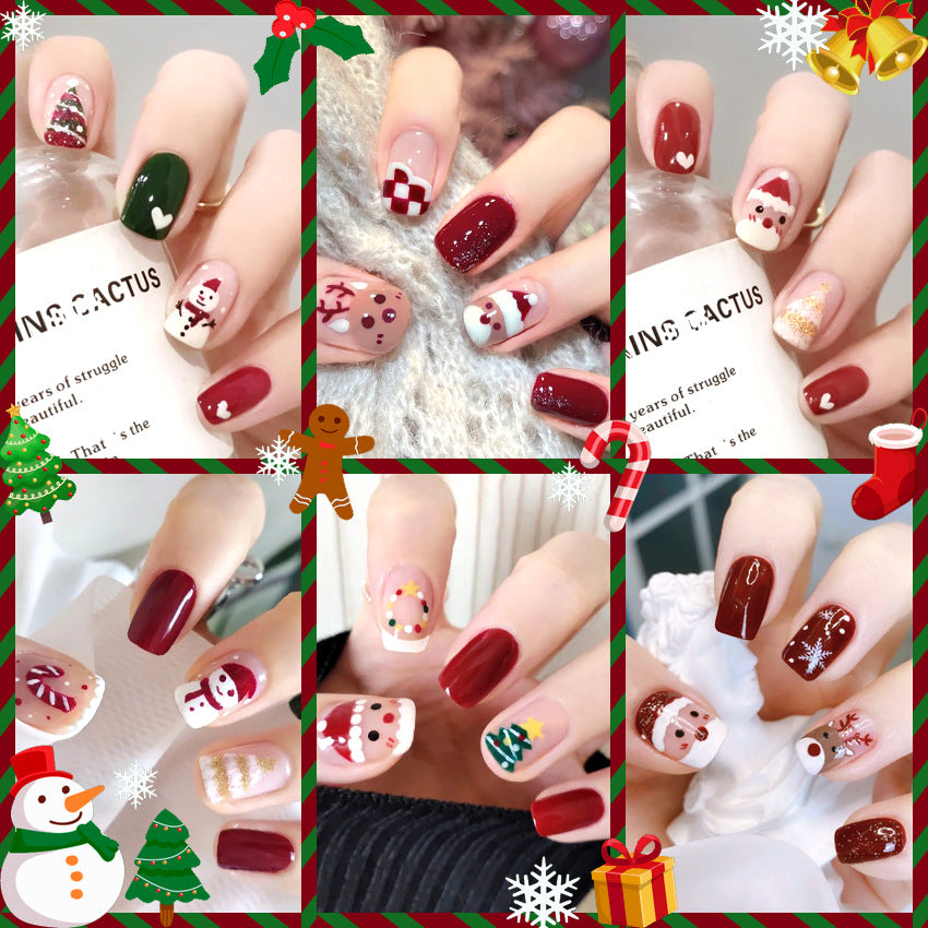 Fashion  nail Christmas New Purple Rabbit Cute Short Finished Nail Beauty Wearable Fake Nails Removable Nail Tip Wearable Armor