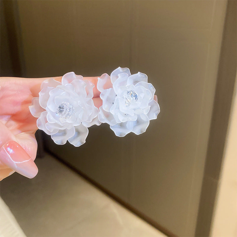 925银针水晶花朵耳环女时尚气质耳钉春季高级感简约ins耳饰潮批发