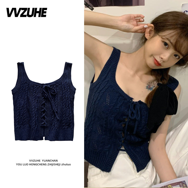 Dopamine tops Free shipping Tattoo Pink Dopamine Wear Seaside Small Suspender Female Sexy Neck Wear Vest Sweet Spicy Thai Top Spice Girl Summer