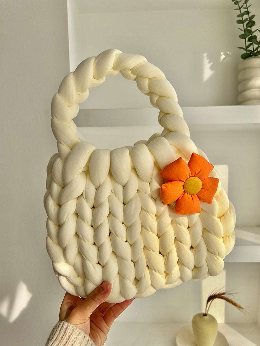 Dopamine Bag Free shipping Tattoo Dopamine flower Icelandic wool bag DIY hand-woven bag thick wool material bag hand-woven homemade women's bag