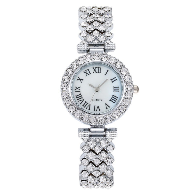 Fashion women's watchForeign Trade Popular Style Fashion Roman Pattern Diamond Women's Watch Women's Watch Quartz Watch Bracelet Women's Wrist Watch Factory in Stock