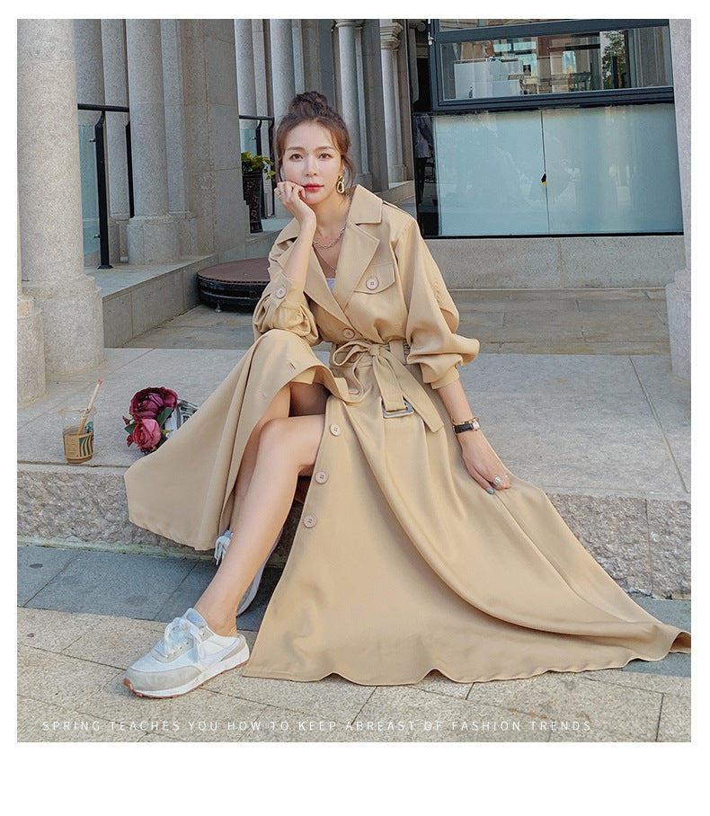 Fashion women's wear Real Shot Large Skirt Windbreaker Dress Women's Mid-Length 2024 Autumn and Winter Clothing New Waist Trimming Fashion Fashion Coat