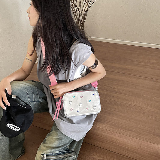 Dopamine Bag Free shipping Tattoo Popular dopamine contrasting color trend camera bag new women's bag fashion letter color block splicing small square bag messenger bag