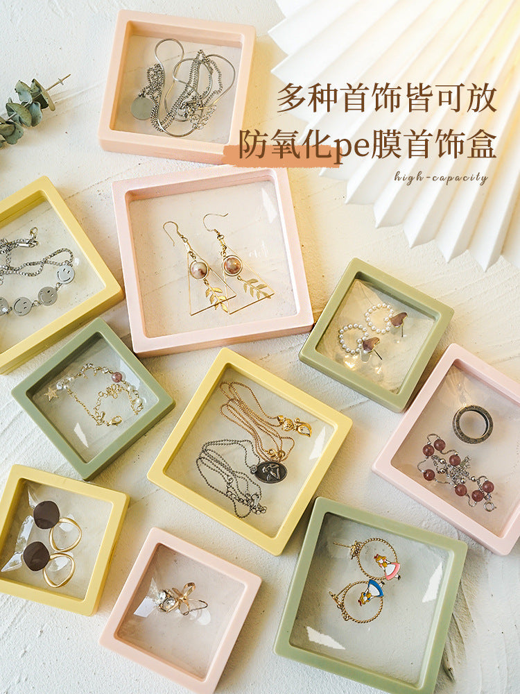 薄框便携悬浮盒首饰盒包装袋收纳透明防氧化pe膜耳环项链手链饰品