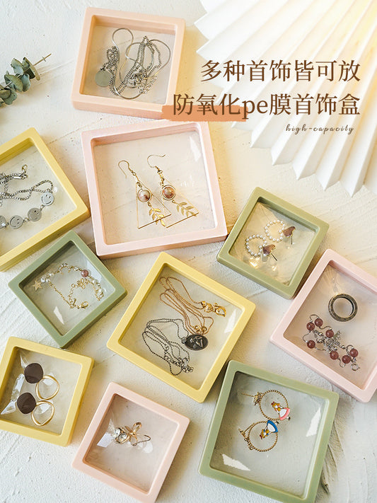 薄框便携悬浮盒首饰盒包装袋收纳透明防氧化pe膜耳环项链手链饰品