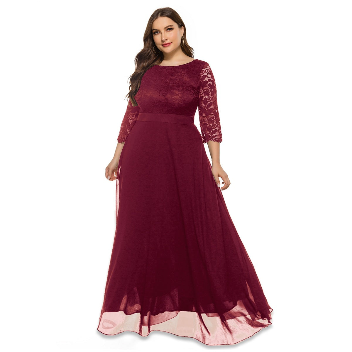 Fashion women's wear 2024  plus Size Women's Clothes New Amazon Cross-Border Foreign Trade Lace Evening Dress Dress Sq0157