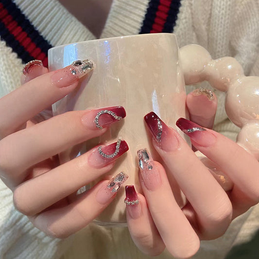 Fashion  nail New Diamond Manicure Wear Nail Ins Advanced Pure Desire Style Nail Patch Wear Nail Love Nail Stickers A43