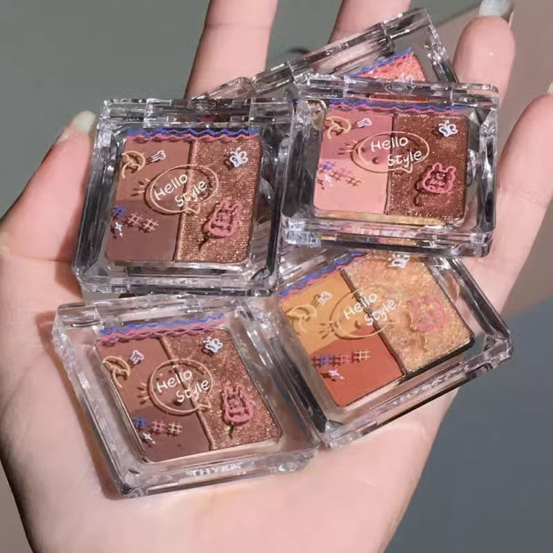 Small and exquisite eyeshadow tray three colors pearlescent matte fine Earth Shine fairy eyeshadow