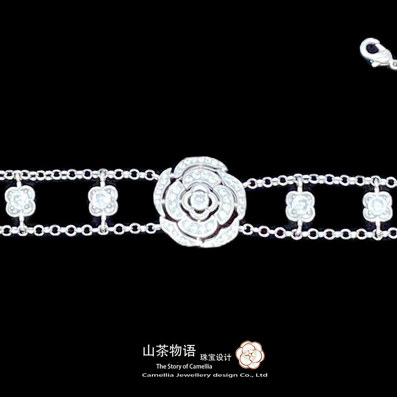 Camellia超仙小香风山茶花颈链女 轻奢小众甜酷设计感玫瑰花手链