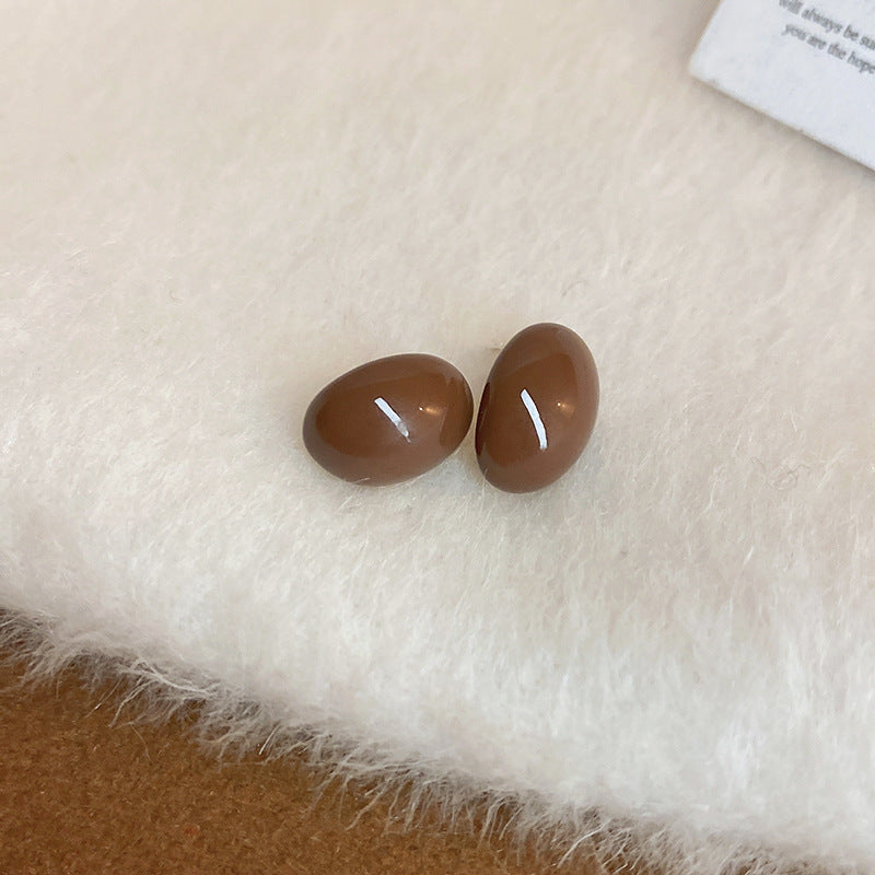 美拉德咖色银针爱心耳环2023秋冬新款耳钉甜美百搭高级感耳饰批发