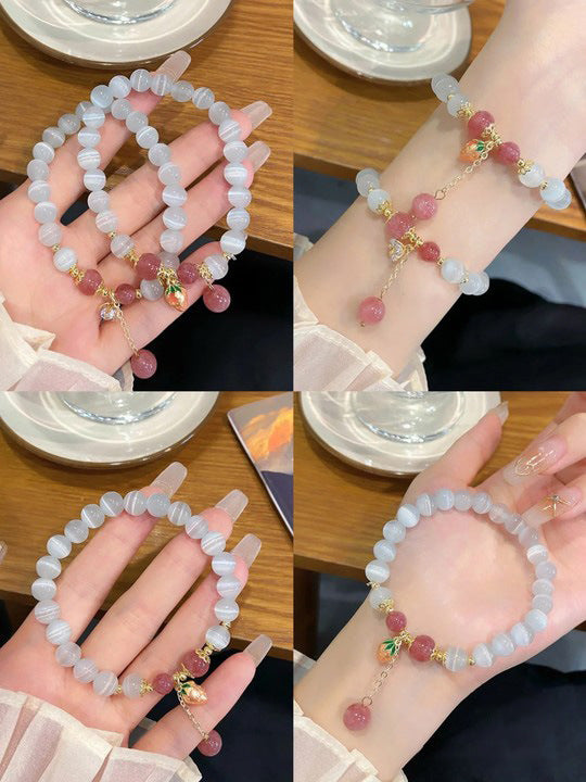 珠宝首饰新中式猫眼石手工串珠手链甜美小清新手串小众高级感百搭手饰批发
