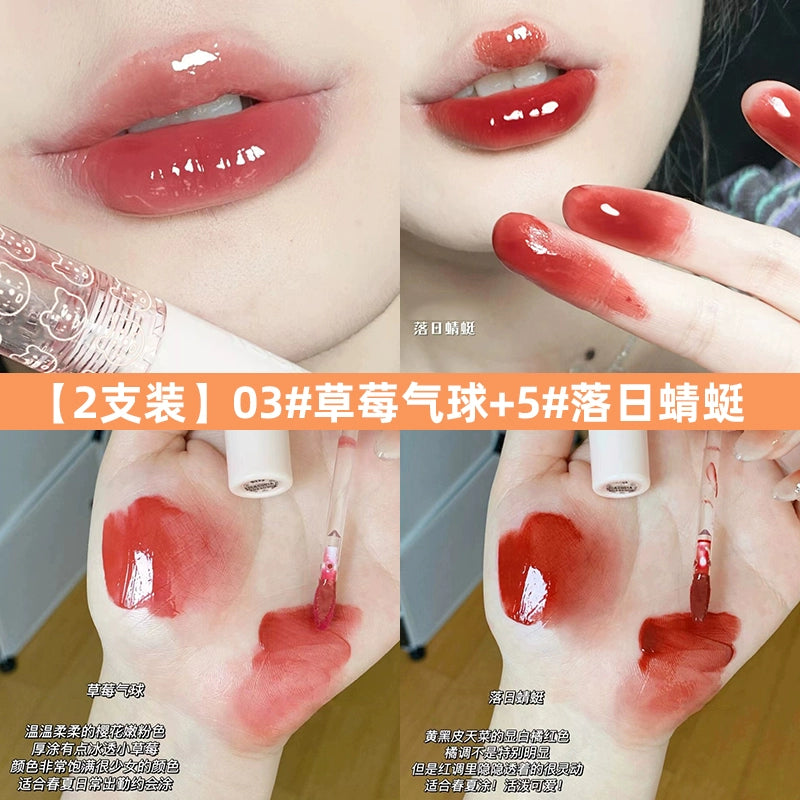 镜面水光玻璃口红唇釉女持久不易掉色口红平价学生番茄奶茶色泡泡唇釉