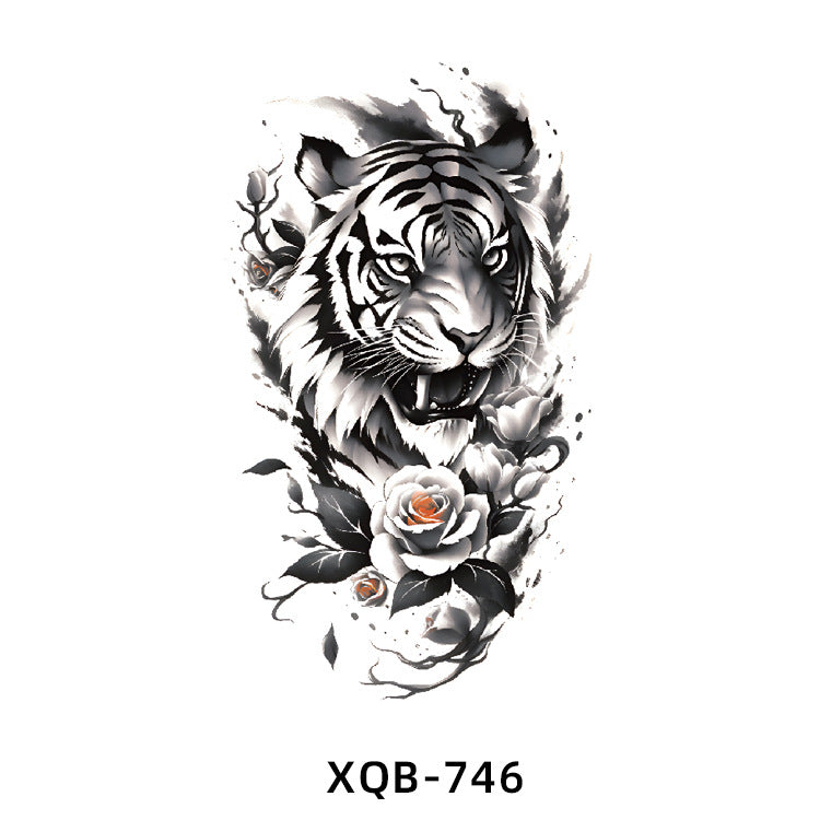 Free shipping Tattoo In Stock Wholesale Small Full Arm Tattoo Sticker Waterproof Sweatproof Tiger Animal Flower Men and Women Black and White, Colored Tattoo Sticker Paper