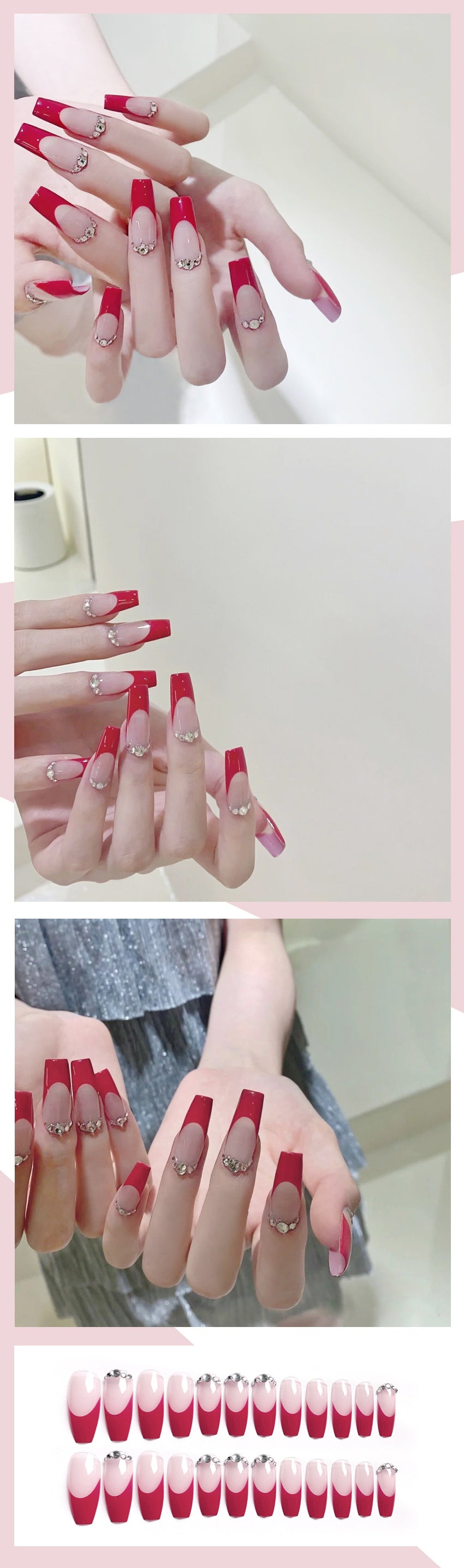 Fashion  nail Internet Celebrity Fake Nail Patch Wear Armor Finished Product Nail Tip Nail Stickers Removable Nail Patch Removable Nail Stickers X62