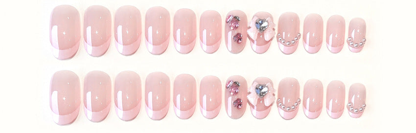 Fashion  nail Handmade Manicure Wear Nail Short Pure Desire Style Rhinestone Nail Patch Wear Nail Bow Nail Stickers A48