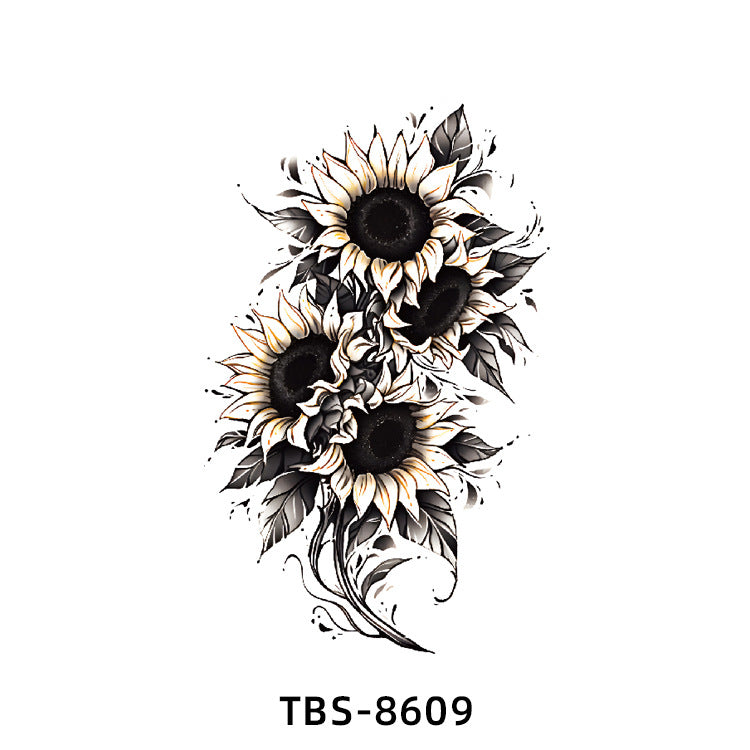 Free shipping Tattoo New Wholesale Small Flower Arm Waterproof Tattoo Sticker Half Sleeve Arm Back Color Animal Skull European and American Tattoo Sticker Paper