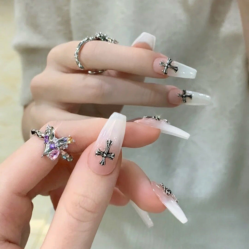 Fashion  nail European and American Crock Heart Wear Nail Nail Stickers Nail Patch Fake Nails Removable Nail Tip Nail Y35