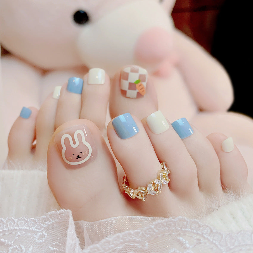 Fashion  nail Foot Nail Tip Nail Patch Finished Manicure Rabbit Wear Nail Removable Nail Tips Nail Tip Finished Product Wholesale J5