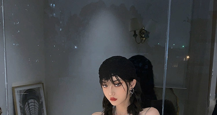 Fashion women's wear Sweet and Spicy Suspenders Dress Women's Summer Waist-Tight Design Sense Niche Drawstring Pure Desire Sexy Hot Girl Short Hip Skirt