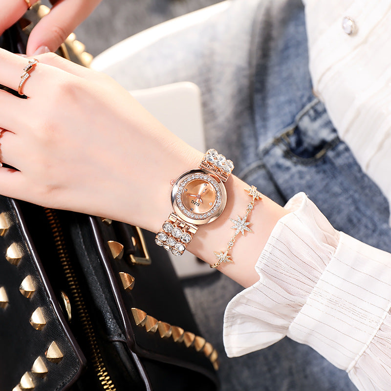 Women's fashion watch rhinestone small dial smooth quartz watch leisure simple temperament watch