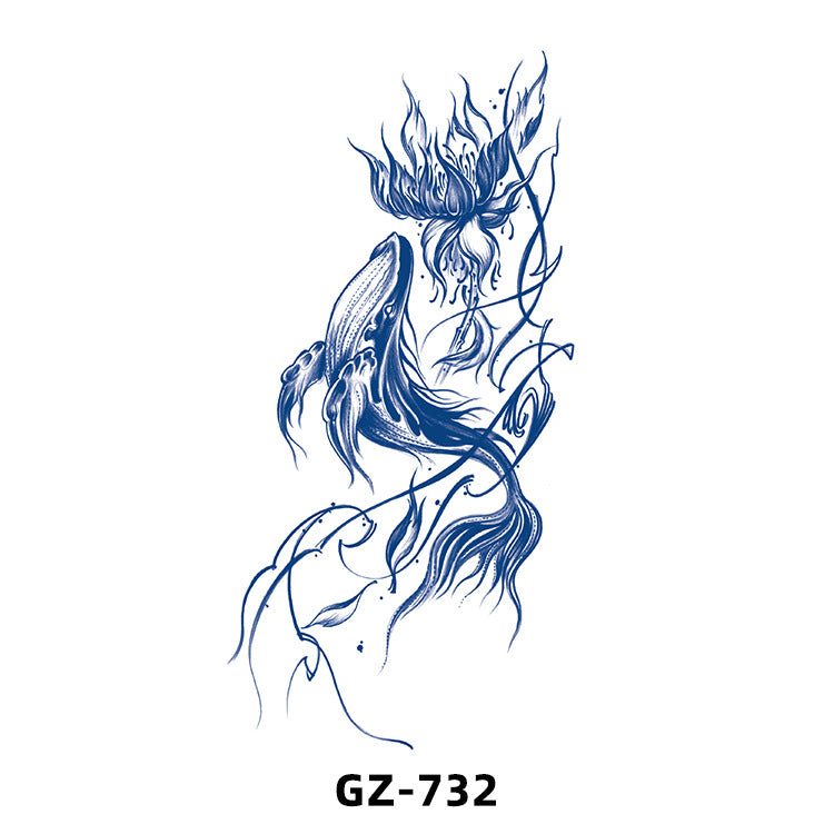 Free shipping Tattoo Cross-Border Herbal Semi-Permanent Tattoo Sticker Men's and Women's Waterproof Sweat-Proof Juice Half Sleeve Real-Proof Tattoo Letter Sticker Tattoo