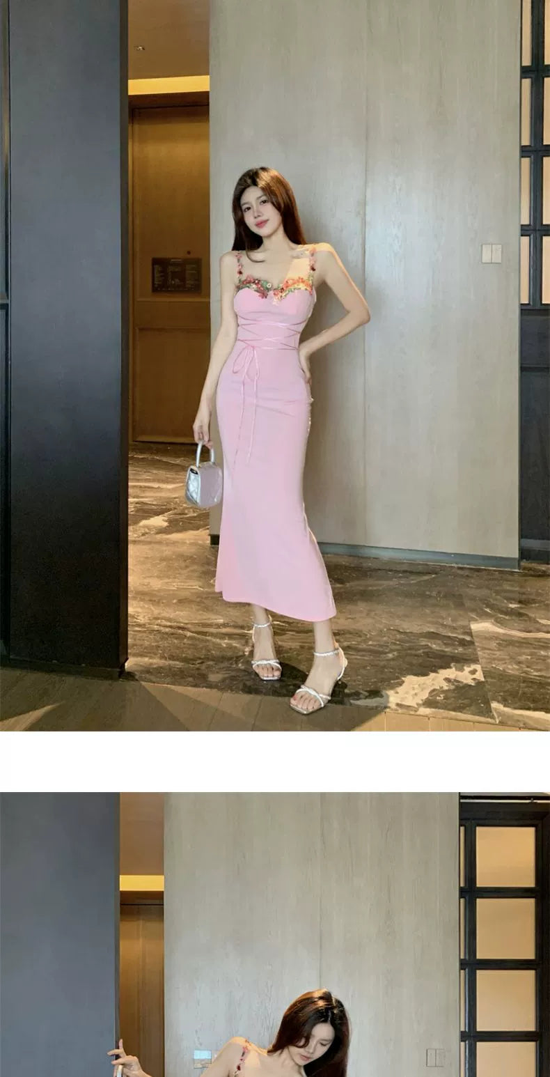Fashion women's wear Sexy French Style Fishtail Hip Spaghetti Straps Dress Women's Early Spring High-Grade Super Beautiful Style Battle Gown