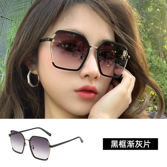 Women's fashion glasses2022年新款时尚墨镜女士防紫外线潮太阳眼镜大脸显瘦海边网红款夏