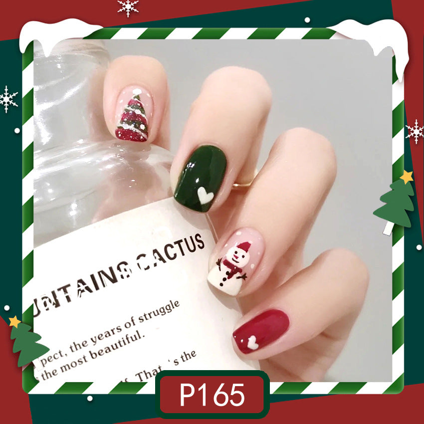 Fashion  nail Christmas New Purple Rabbit Cute Short Finished Nail Beauty Wearable Fake Nails Removable Nail Tip Wearable Armor