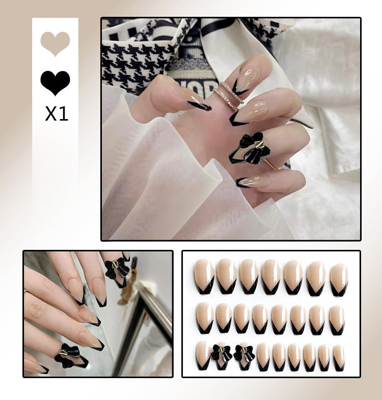 Fashion  nail Fake Nails Crystal Iced Butterfly Nail Art Nail Patch Bow Ballet Rhinestone Nail Beauty Nail Tip Wear Nail