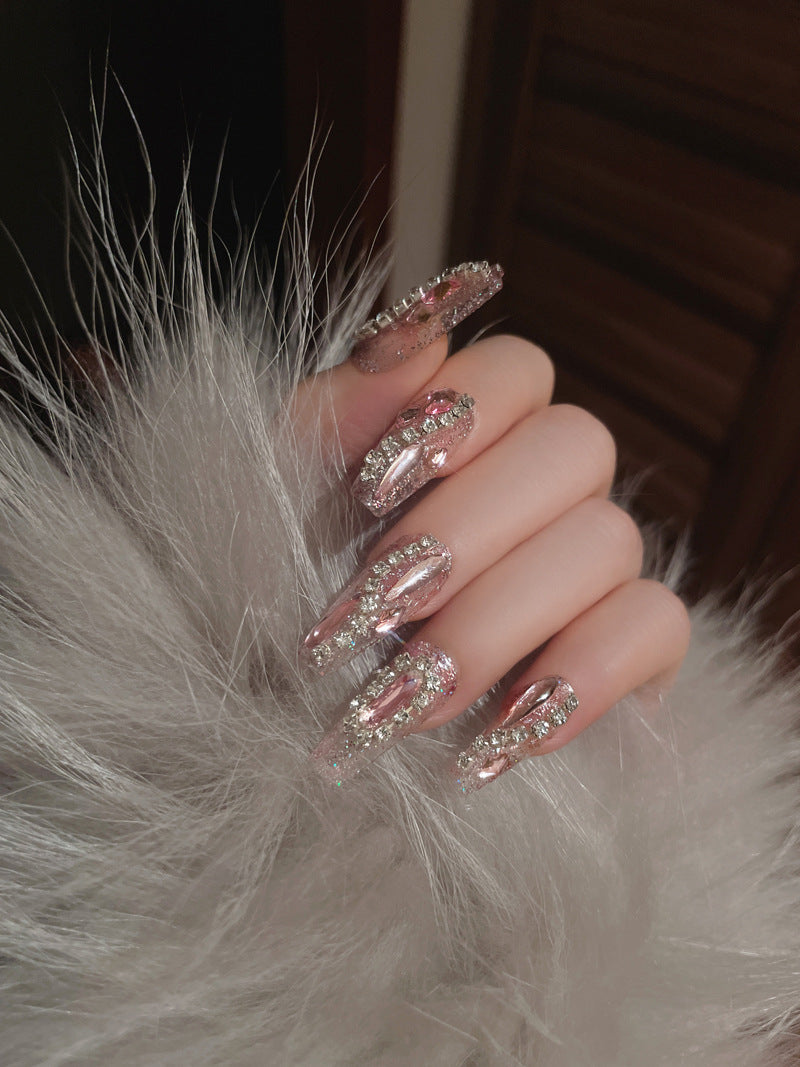Fashion  nail Manicure Wear Nail Ins Advanced Pure Desire Wind Nail Patch Finished Product Wear Nail Full Diamond Big Diamond Nail Stickers U3