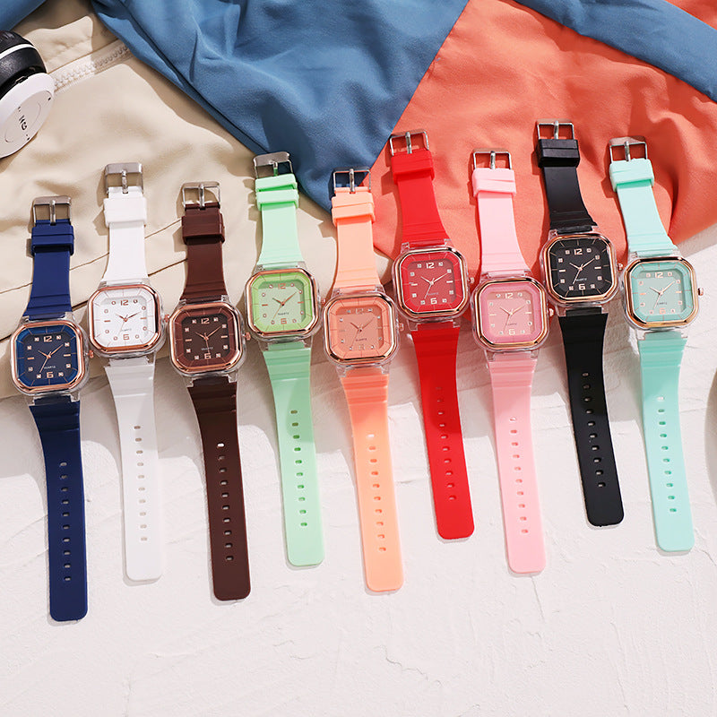 Fashion women's watchSpring and Summer Watch Women's Square Watch Student Children's Watch Silicone Diamond Fashion Wholesale Women's Watch