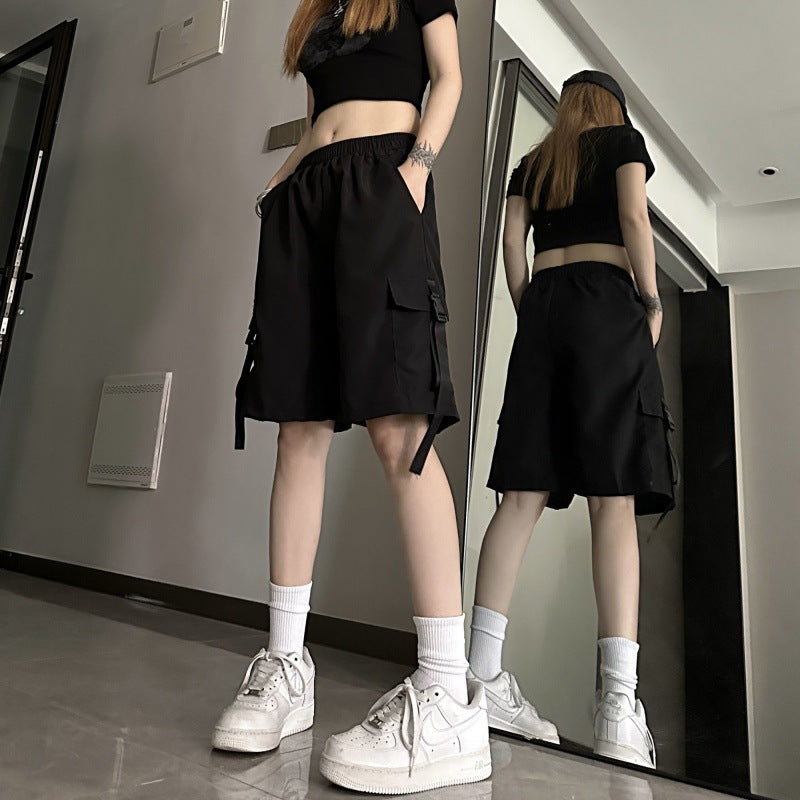 Dopamine pants Free shipping Tattoo Dopamine quick-drying tooling shorts for men and women, summer thin loose sports style super cool fried street casual wide-leg shorts