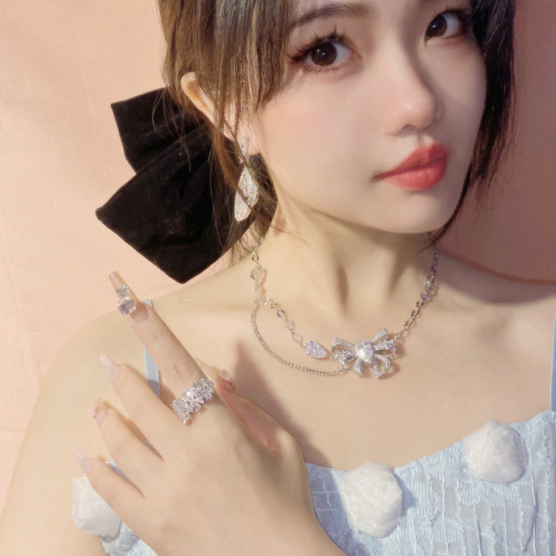 珠宝首饰山茶高级感重工璀璨系列创意设计组合套装女  镀金镶钻仙女款颈链