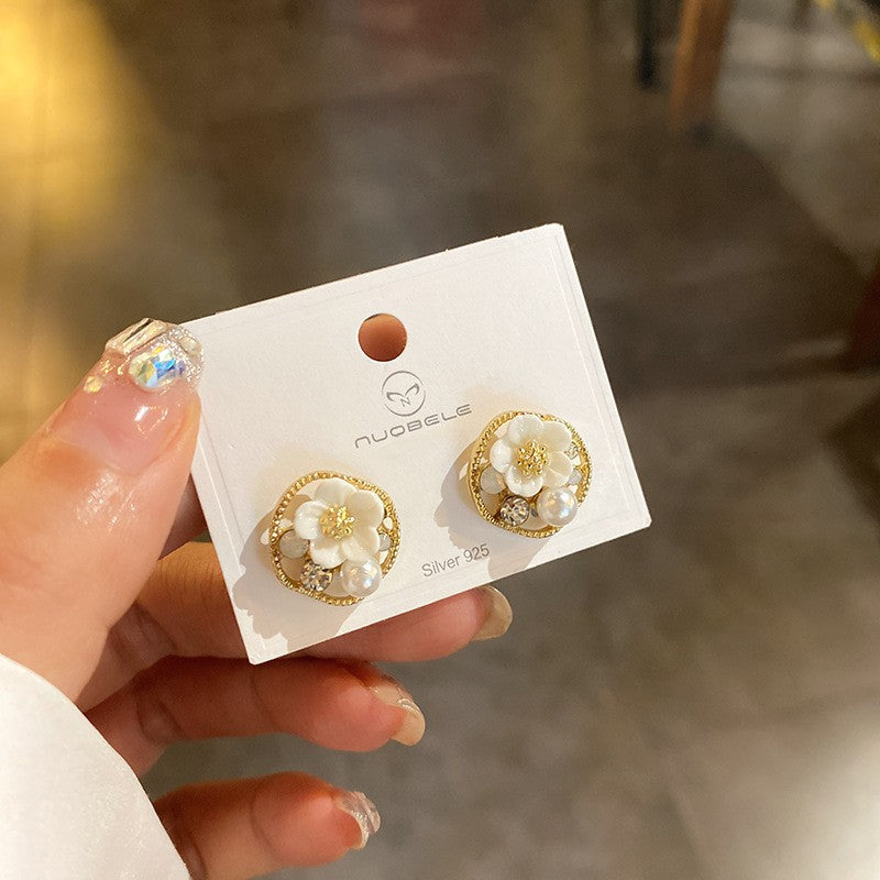银针人鱼姬锆石珍珠耳环港风蝴蝶结爱心复古耳钉新款设计感耳饰女